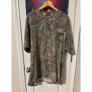 Sasquatch Camo T-Shirt Mens 2XL Short Sleeve Pocket USA Made Hunting Outdoors